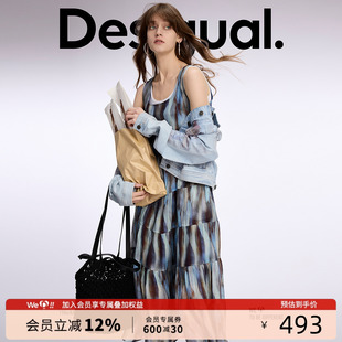 暈染印花無袖 Desigual 博主同款 25春夏新款 蛋糕裙度假風連衣裙
