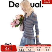 针织衫 Desigual 渐变段染纱坑条翻领女式 26春夏新品 博主同款