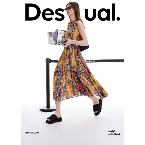 【LACROIX联名】Desigual26春夏新品抽象手绘彩色印花无袖连衣裙
