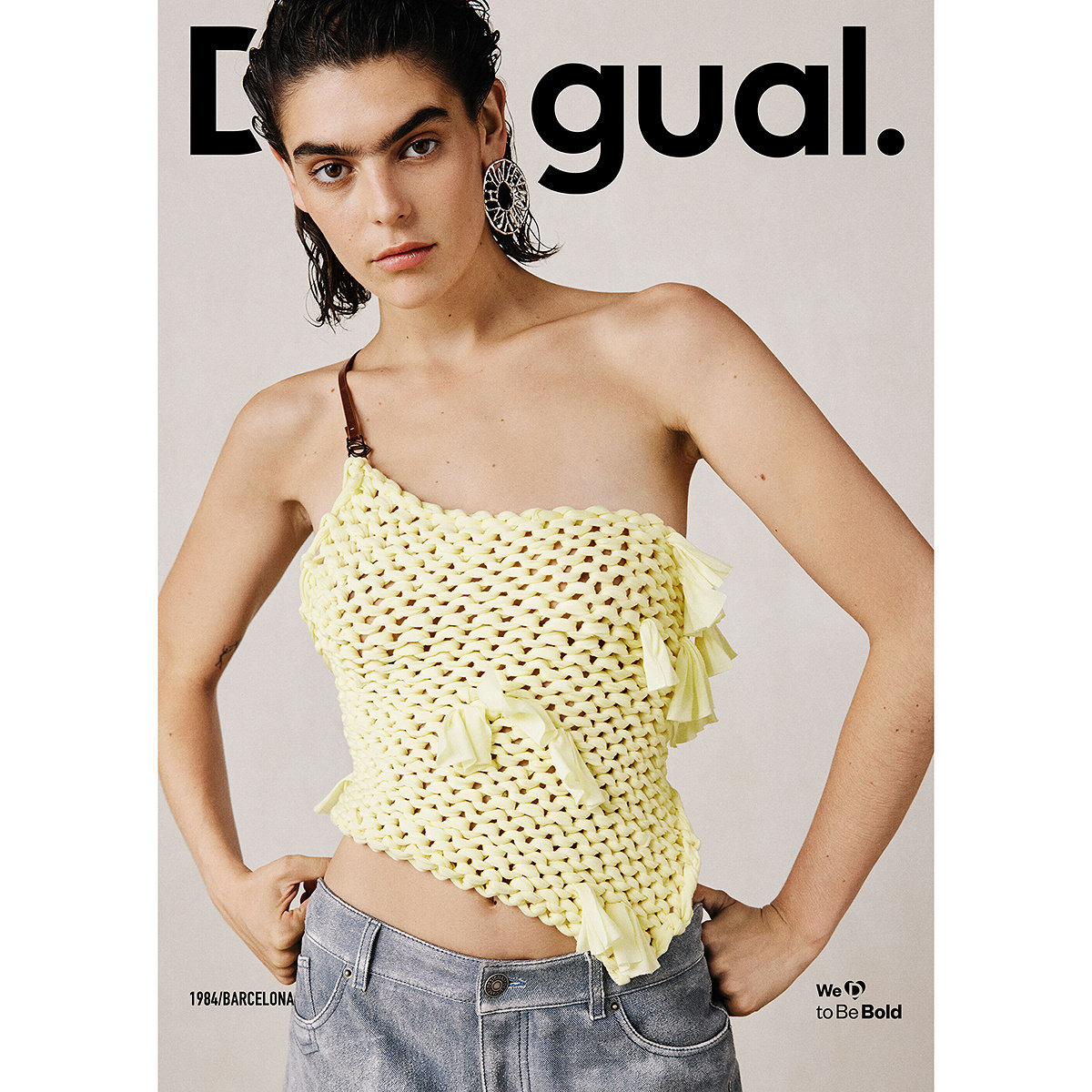 Desigual26春夏新品修身钩针编织流苏不对称单肩背心女式无袖上衣