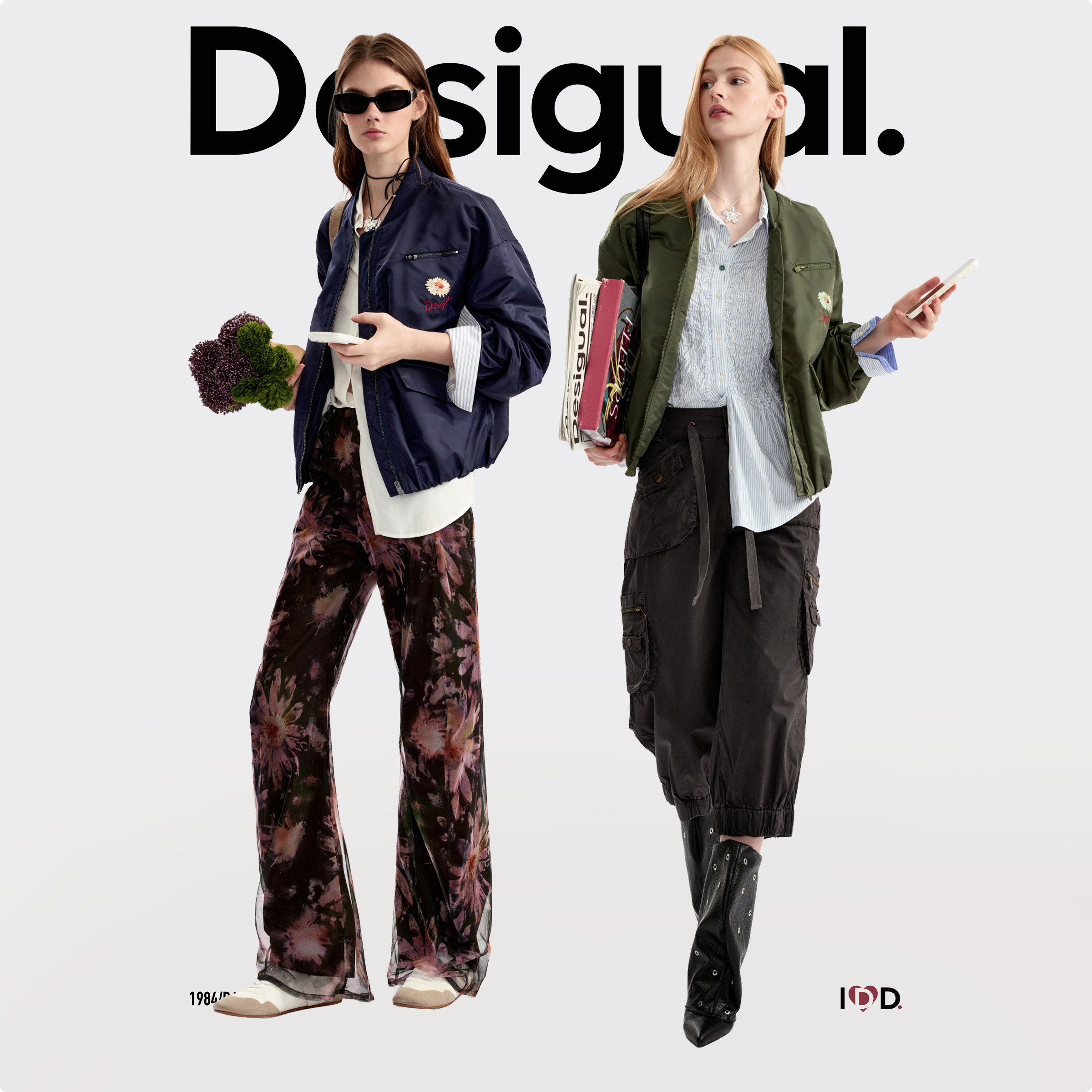 【超能小太阳】Desigual26秋冬新品印花棒球领拉链女
