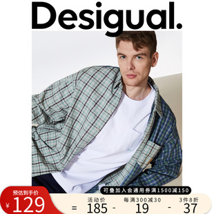 宽松格纹拼接撞色刺绣男式 Desigual 品牌 衬衫 西班牙时尚