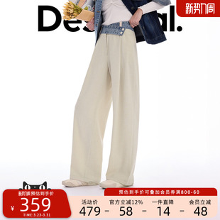 休闲裤 Desigual26春夏新品 直筒女式 腰长款 拼接牛仔裤