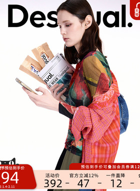 Desigual【LACROIX联名】25秋冬新品幻彩撞色手绘印花女士针织衫