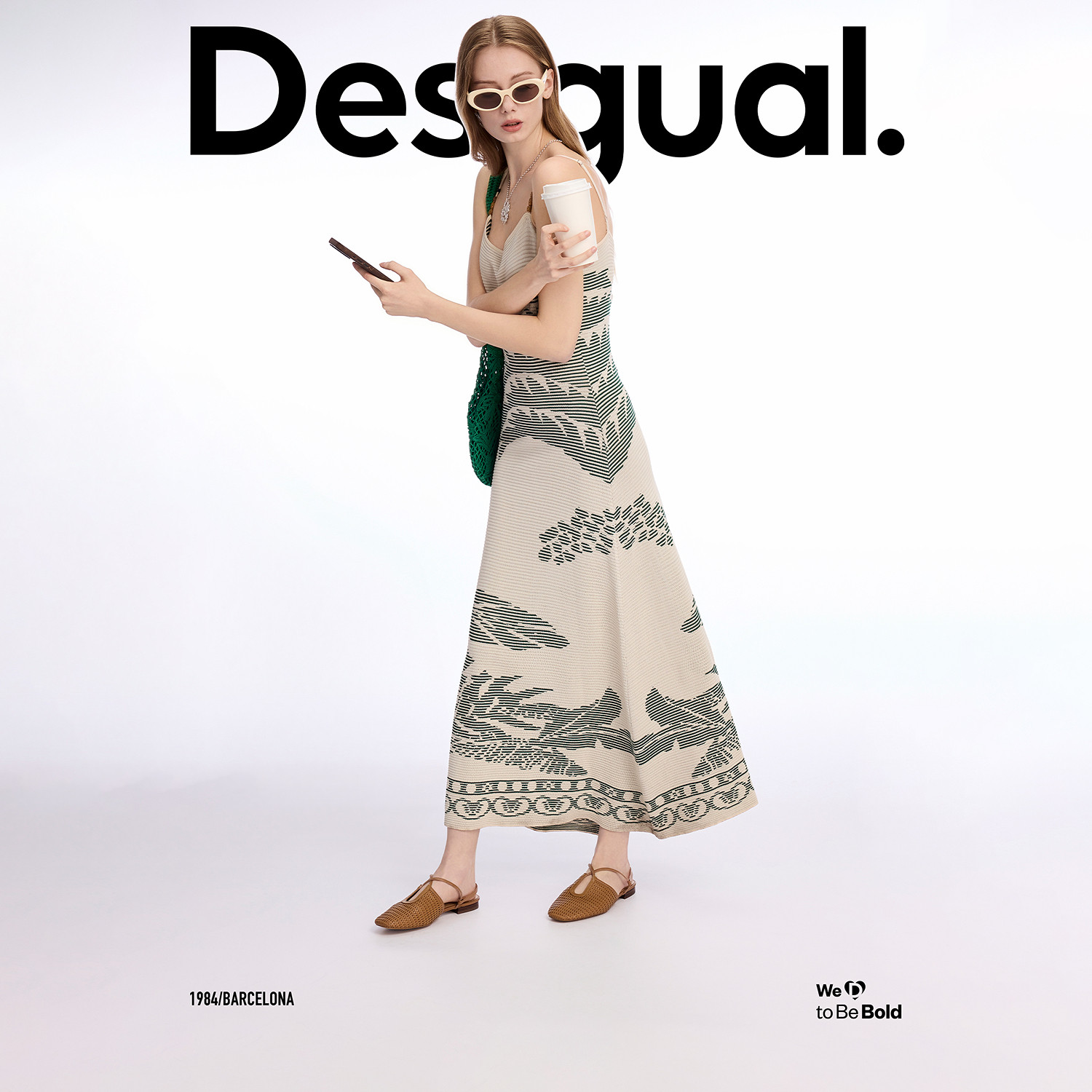 Desigual【博主同款】26春夏新品串珠提花针织连衣裙