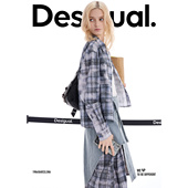 Desigual26春夏新品 衬衫 渐变斑驳格纹印花短款 女式