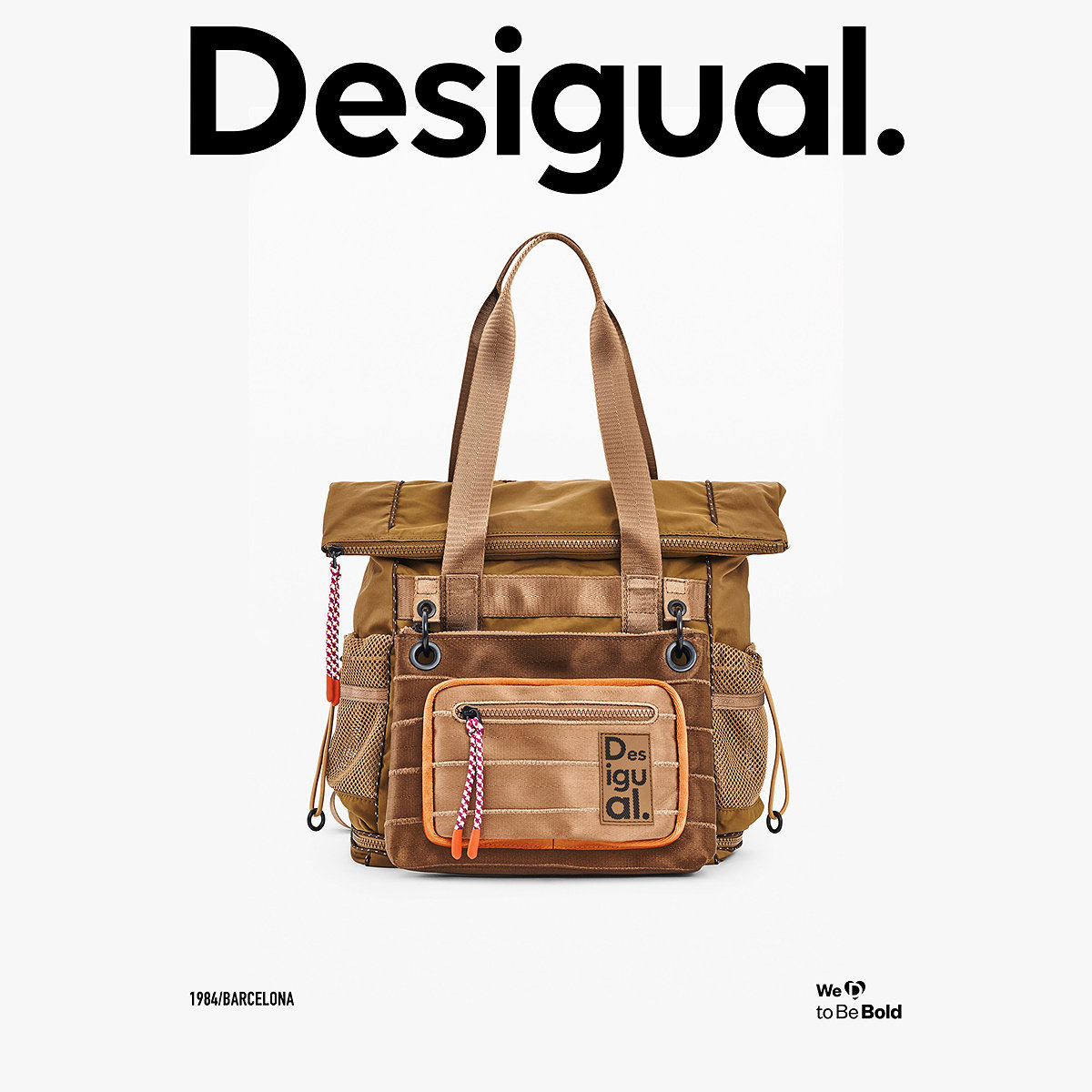 Desigual26春夏新品户外卡其棕色可拆卸小包多功能手提双肩包