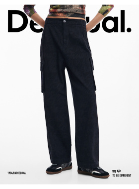 Desigual 加厚印花宽松立体袋工装女士休闲裤黑色