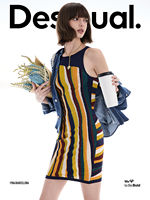 【LACROIX Collaboration 】Desigual's new knitted colorful striped cutout patchwork dress thumbnail 4