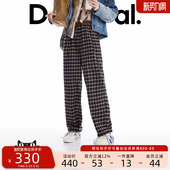 休闲裤 Desigual宽松撞色格纹拼接长款 女式