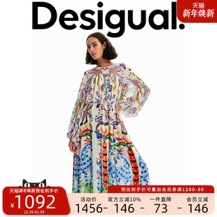 长款 Desigual 印花长袖 Jean设计师联名款 连衣裙 Stella