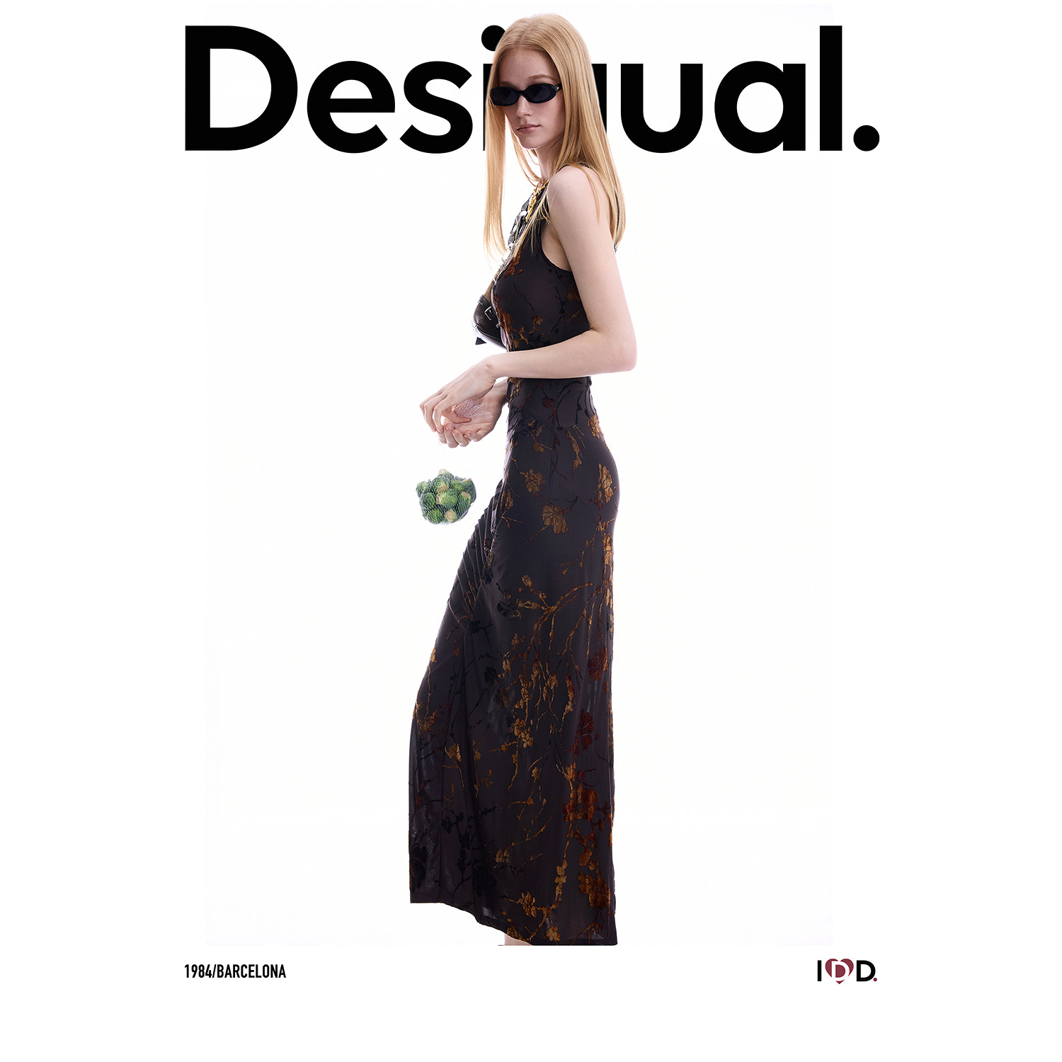 Desigual26秋冬新品美拉德植绒印花无袖收腰连衣裙