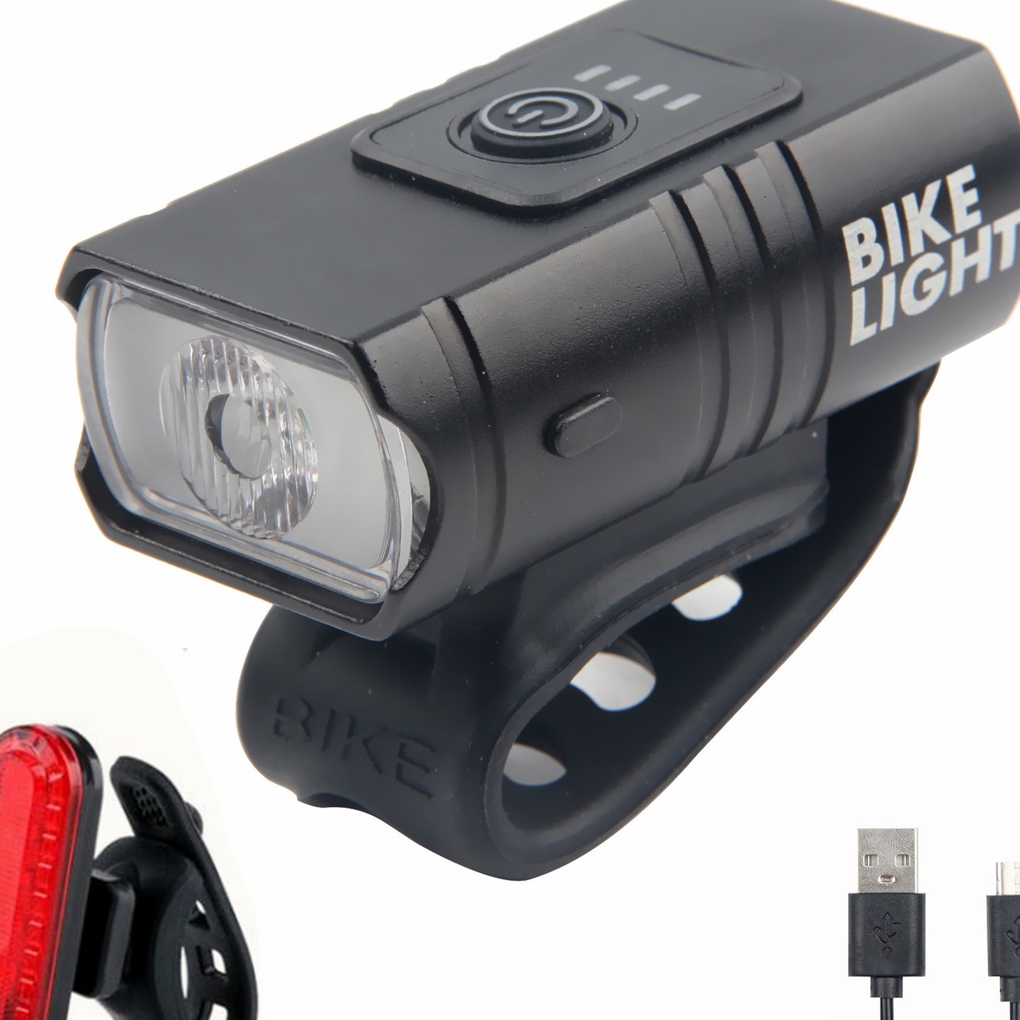 新款2T6强光自行车灯 USB充电内置电池带电量显示自行车灯骑行灯