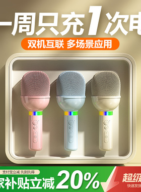政府补贴话筒音响一体麦克风儿童K歌神器家用KTV无线蓝牙全民唱歌