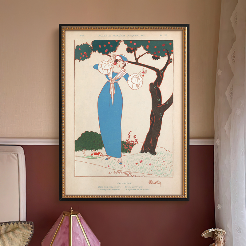 法式复古怀旧摩登小众艺术挂画优雅美式中古风客厅卧室矮柜装饰画