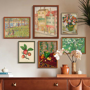 《繁盛》高级感法式覆古田园风客厅装饰画组合中古风饭厅玄关挂画