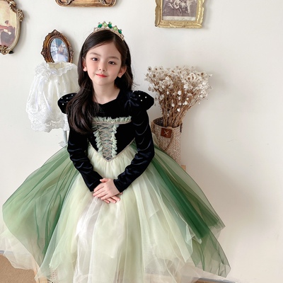 女童安娜公主冬季圣诞节连衣裙