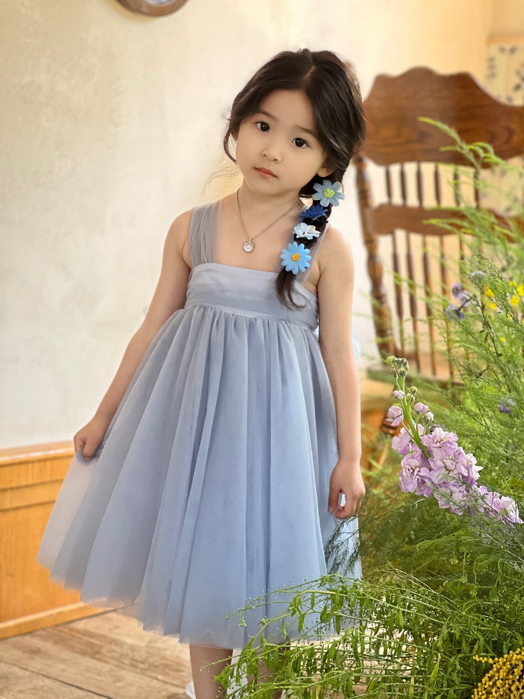 女童大蝴蝶结礼服裙夏季生日纱裙
