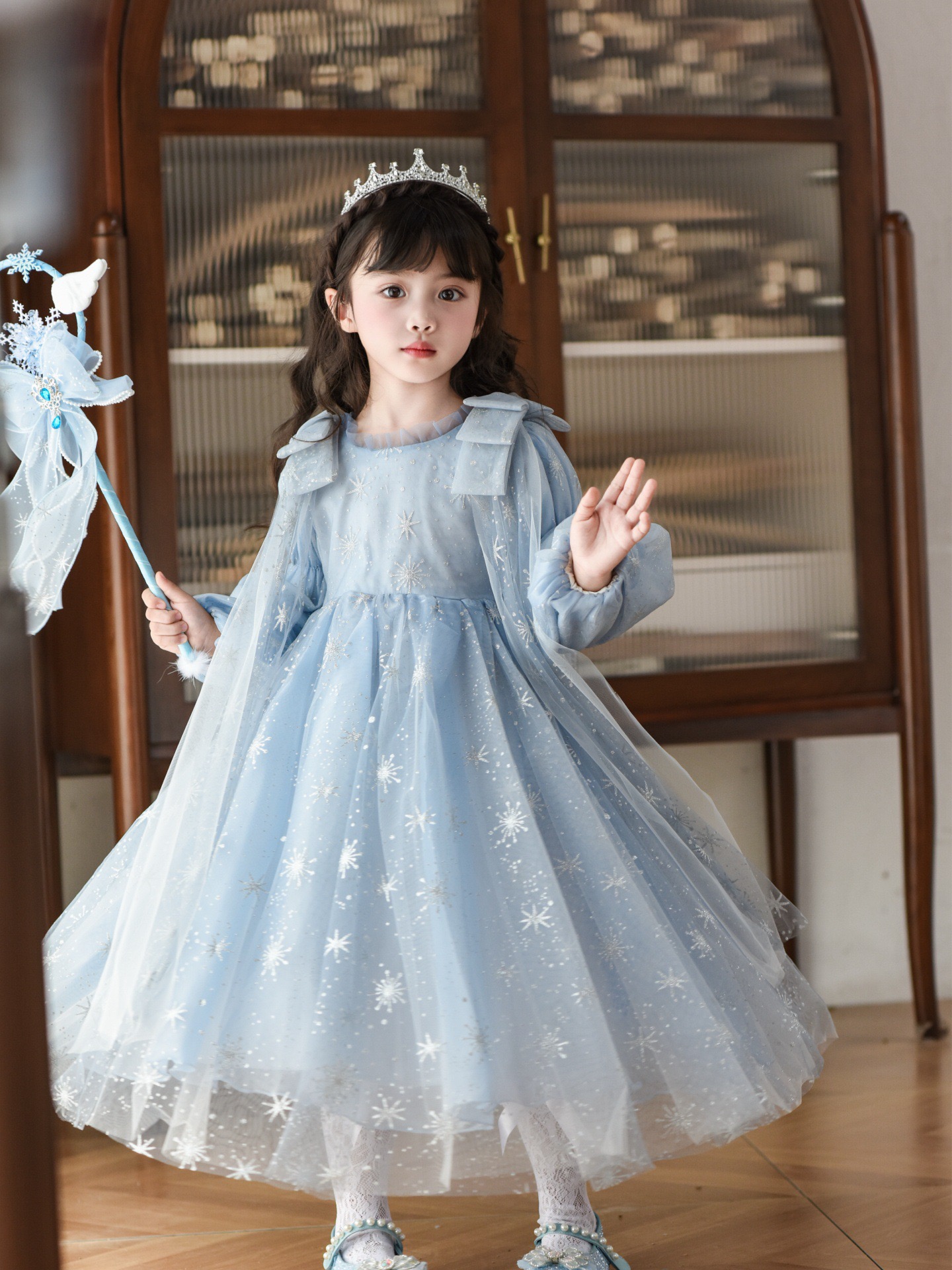 原创艾莎爱莎冰雪公主秋冬女童公主裙超仙小女孩生日蓬蓬裙万圣节