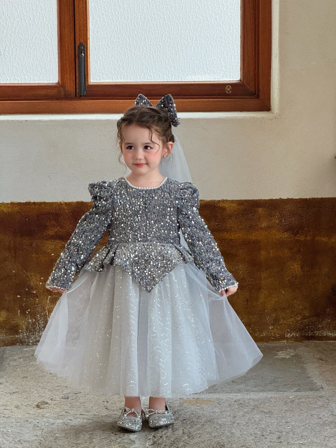 公主裙女童富家千金感裙子日常可穿花童礼服秋儿童宝宝生日连衣裙