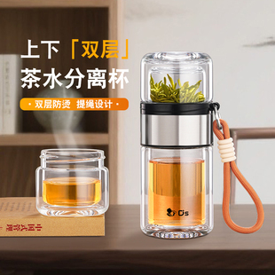 点盛茶水分离泡茶杯2025新款男女士专用高端双层玻璃杯家用喝茶杯
