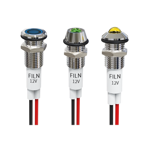 LED小型带线电源工作灯 10mm防水发光金属指示灯12V/24V信号灯
