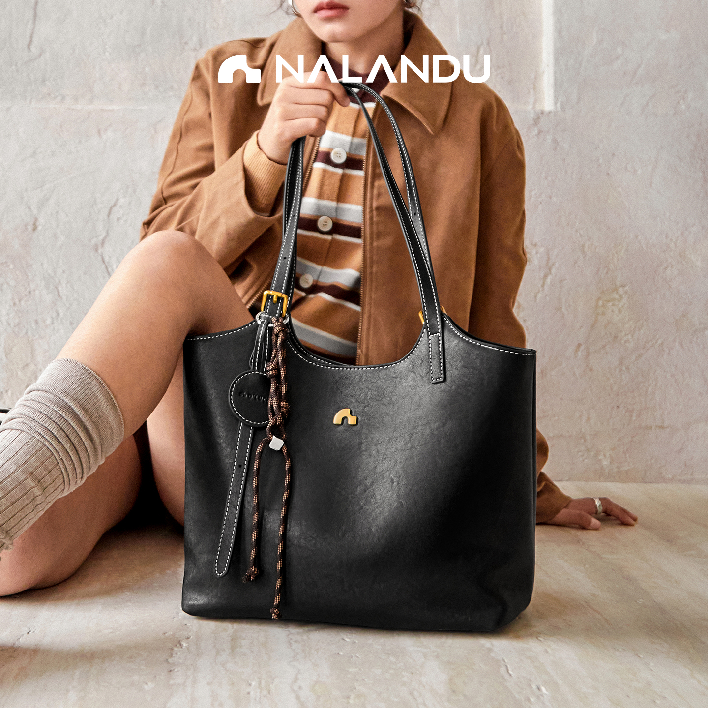 纳兰杜秋冬新款真皮托特包