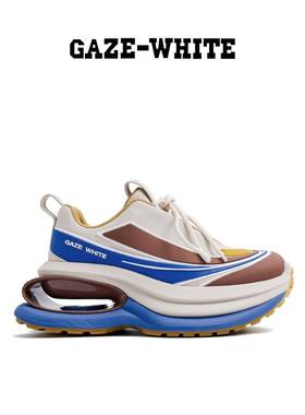 GAZE-WHITE 2025新款休闲运动绑带老爹鞋女款厚底增高多巴胺鞋子