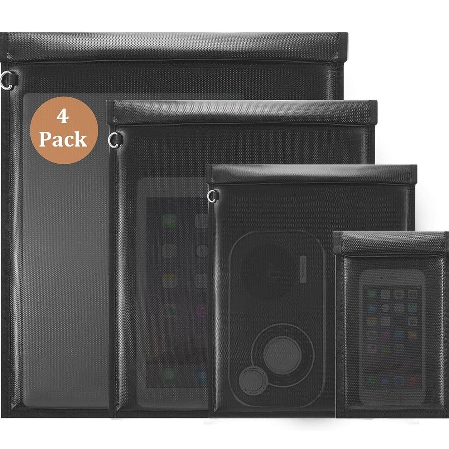 跨境四件套RFID防水防火汽车屏蔽钥匙包 手机平板电脑信号屏蔽袋