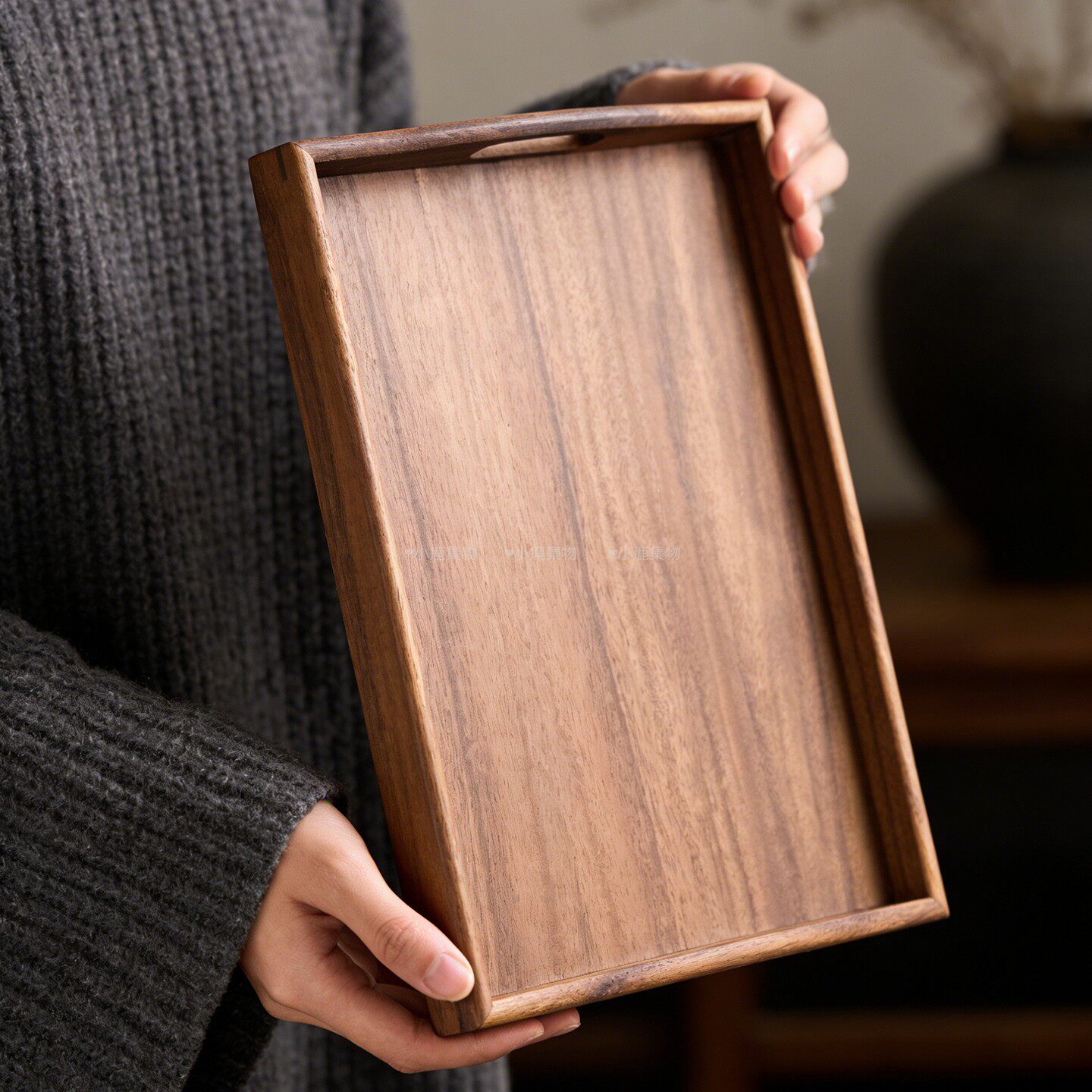 胡桃木长方形托盘日式家用收纳盘实木质茶点盘咖啡盘餐盘水杯茶盘