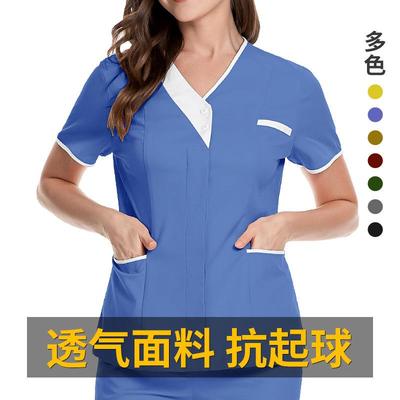 Surgical gown, beauty salon work gown, short sleeved