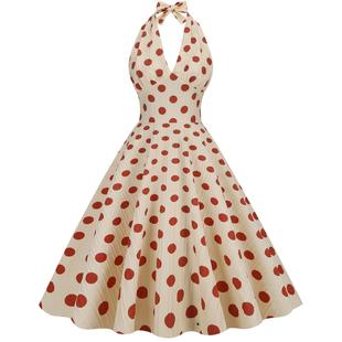 dot polka vacation banquet hanging High dress waisted