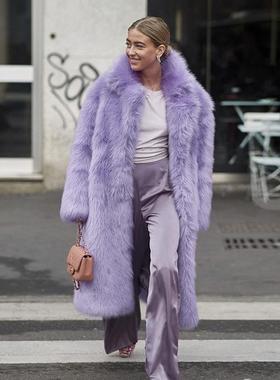 Toka long fur coat thickened imitation lapel fur coat for