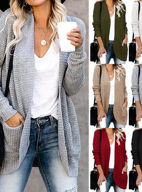 Knitted cardigan with curved placket for Asian women's