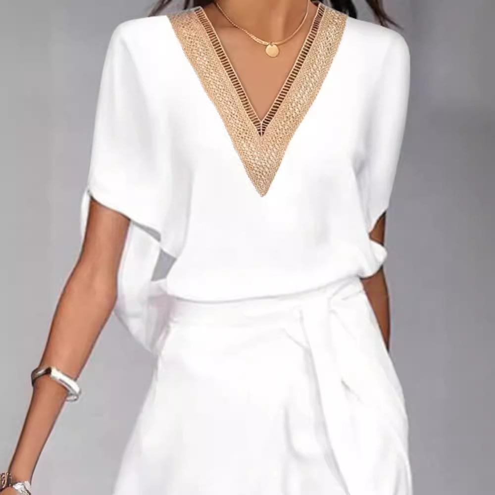 Mature women's lace collar lace up slit dress