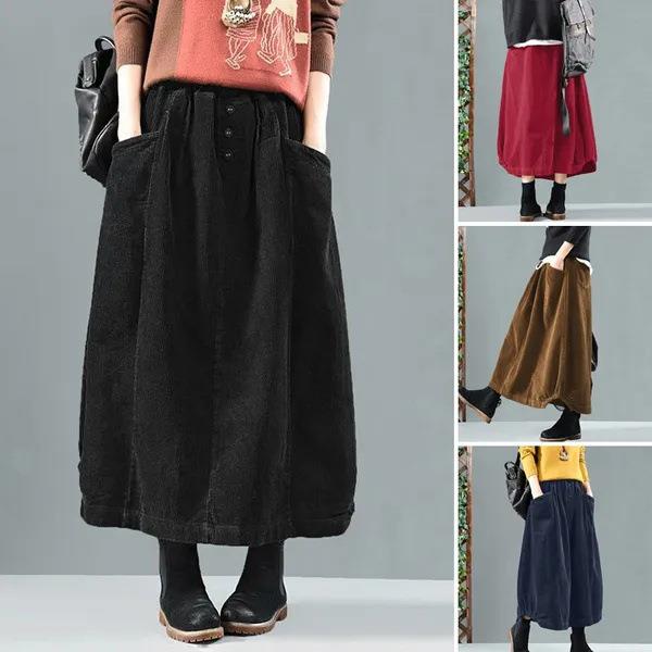 High waisted elastic waist skirt with slimming