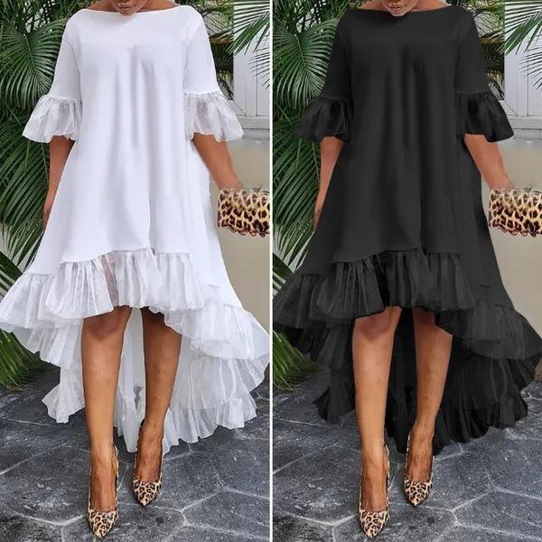 Women's split sleeve hem holiday party dress lace