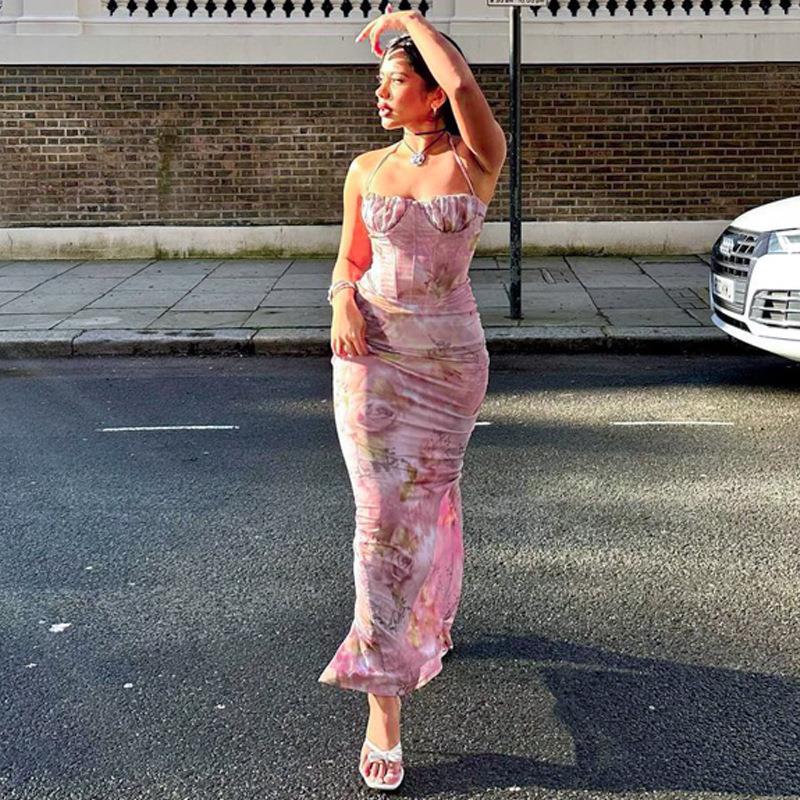 Printed chest wrap and neck hanging, slender and elevated