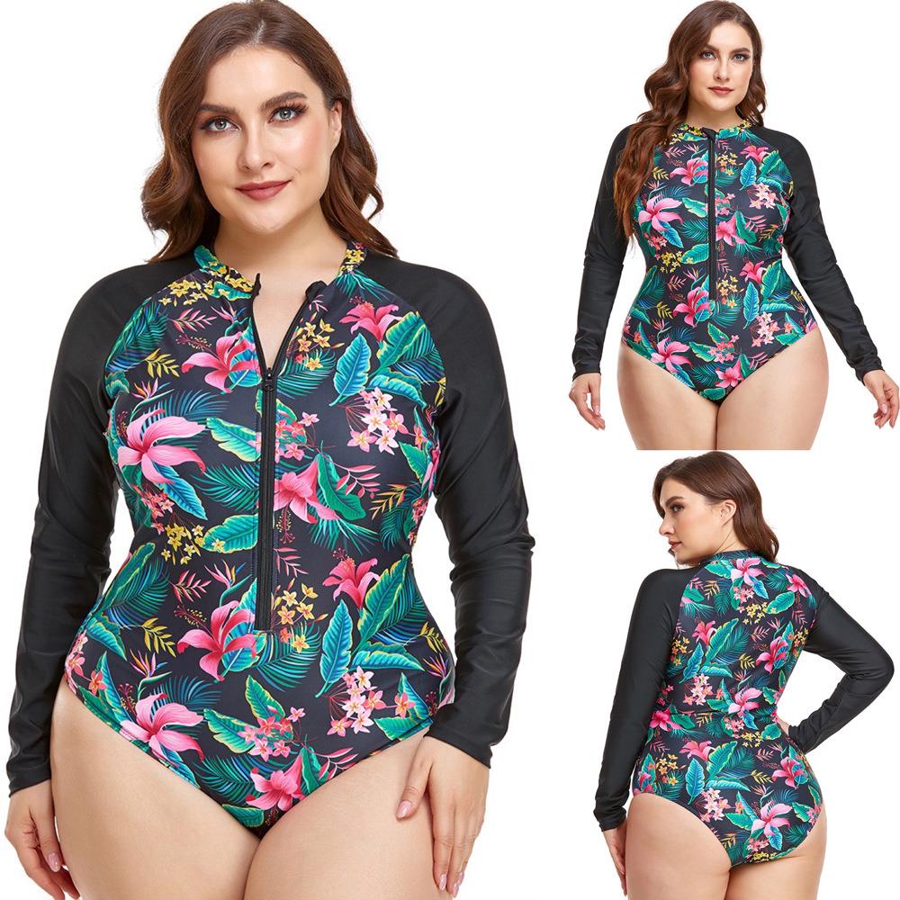 Large size long sleeved women's swimsuit surfing suit