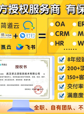 零低无代码简道云ERP/CRM/OA定制开发氚云钉钉宜搭HR代做搭建系统