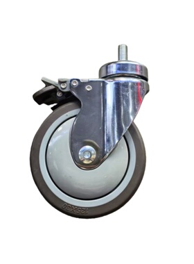 医疗用品125*30镀铬支架灰色橡胶静音丝杆活动轮刹车轮M12*25mm