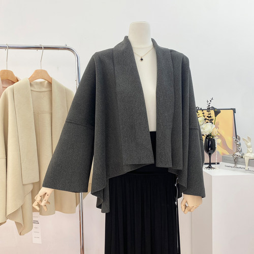 Skk Store 娇姐YB定制 Row系斗篷大衣880G驼绒桑丝羊毛双面呢外套