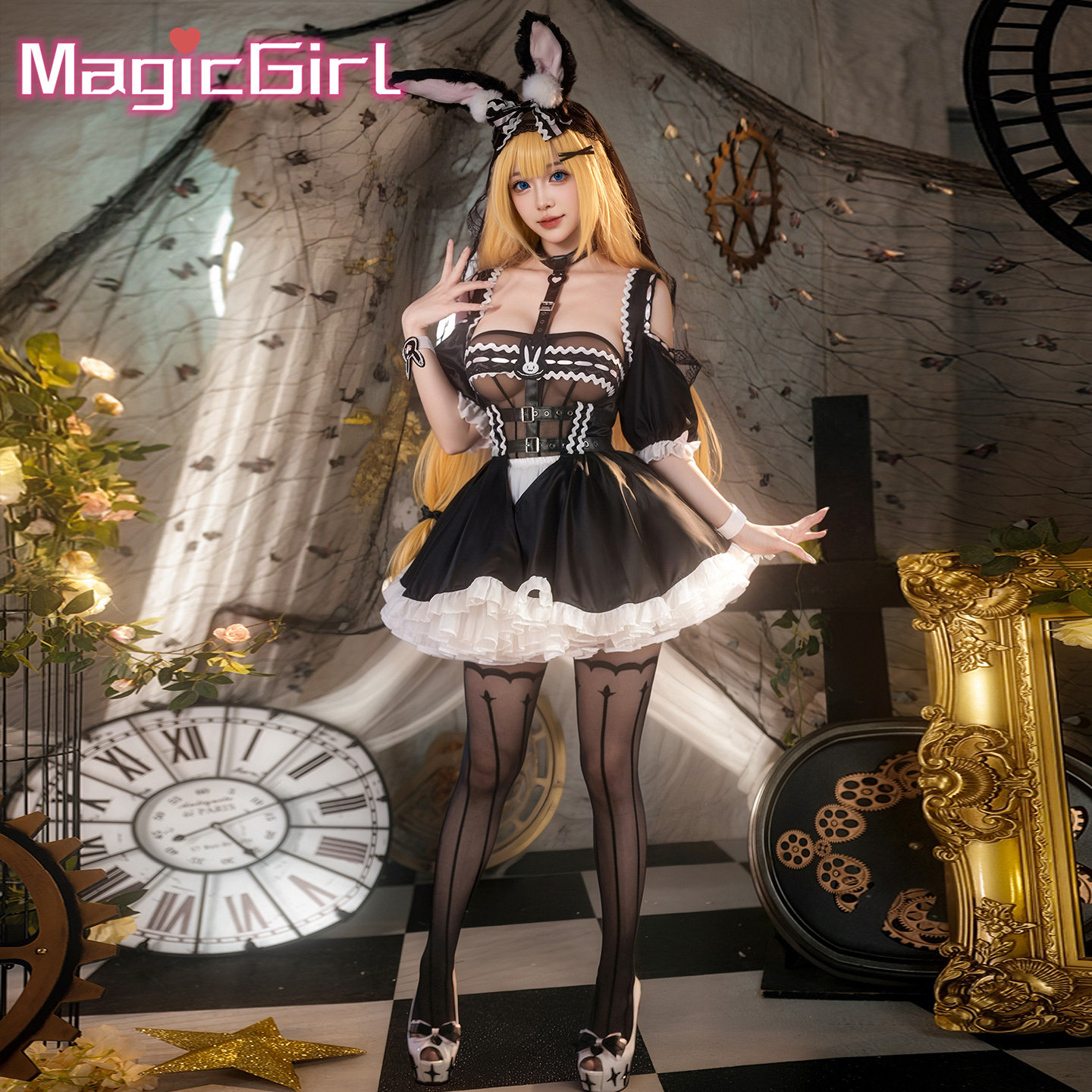 纯欲之色 女仆装洛丽塔黑白蓬蓬裙Cosplay连衣裙交错战线莉普丝