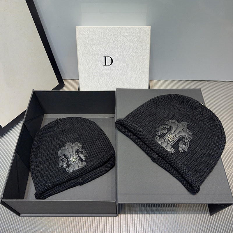 美式复古十字架堆堆冷帽女秋冬新款卷边包头帽针织护耳毛线帽子男