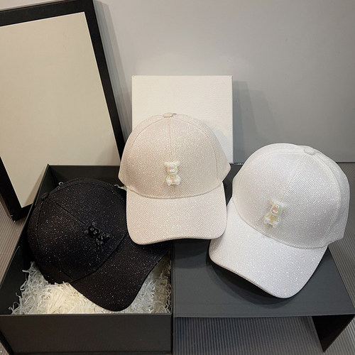 韩版潮牌小熊水钻亮片棒球帽