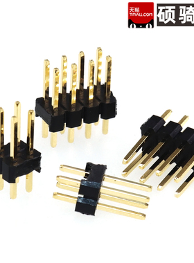 2.54MM高品质排针镀金双排直插双排针2*2Pin 3P 4P 5P 6P 8P 10P