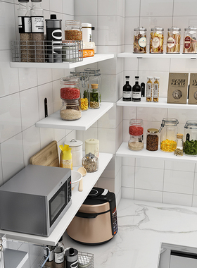 墙上打孔壁挂置物架收纳隔板墙壁书架一字搁板复古客厅厨房墙架