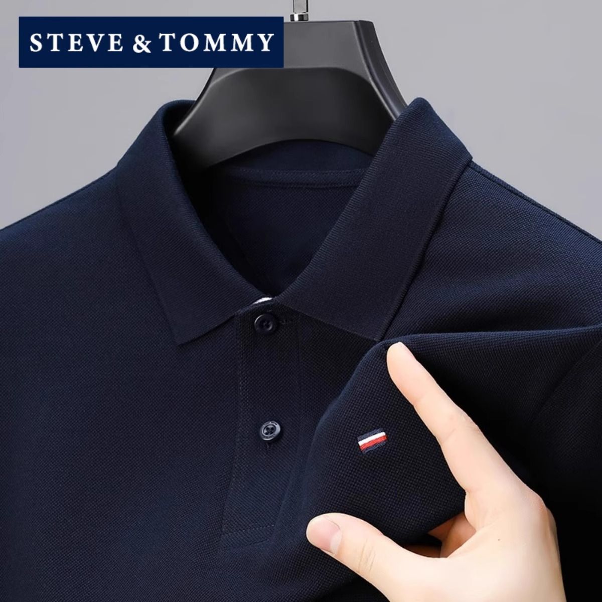 STEVE TOMMY史蒂夫汤米纯棉短袖POLO衫男商务休闲夏季翻领全棉T恤