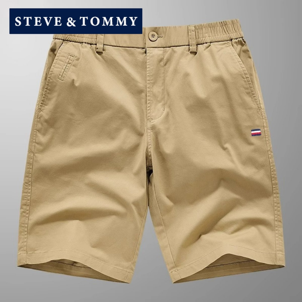 STEVE TOMMY史蒂夫汤米纯棉休闲裤男夏季薄款休闲五分裤刺绣短裤