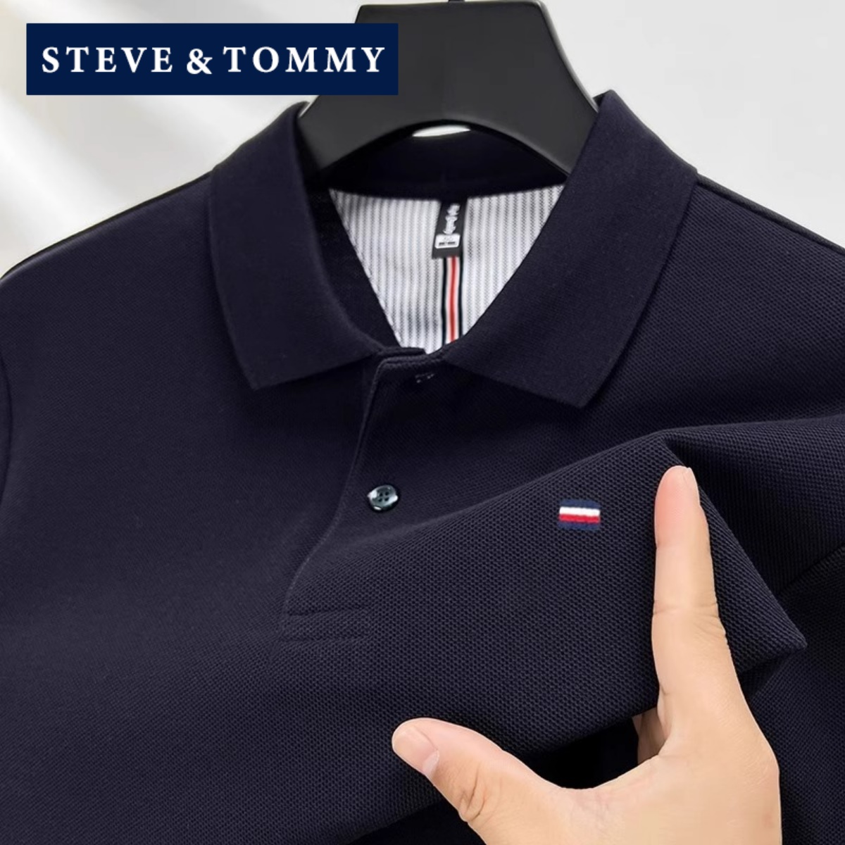 STEVE TOMMY史蒂夫汤米全棉短袖POLO衫男夏季薄款商务休闲刺绣T恤